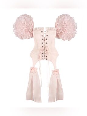 Selkie Pink Ruffle Puff-Sleeve Corset